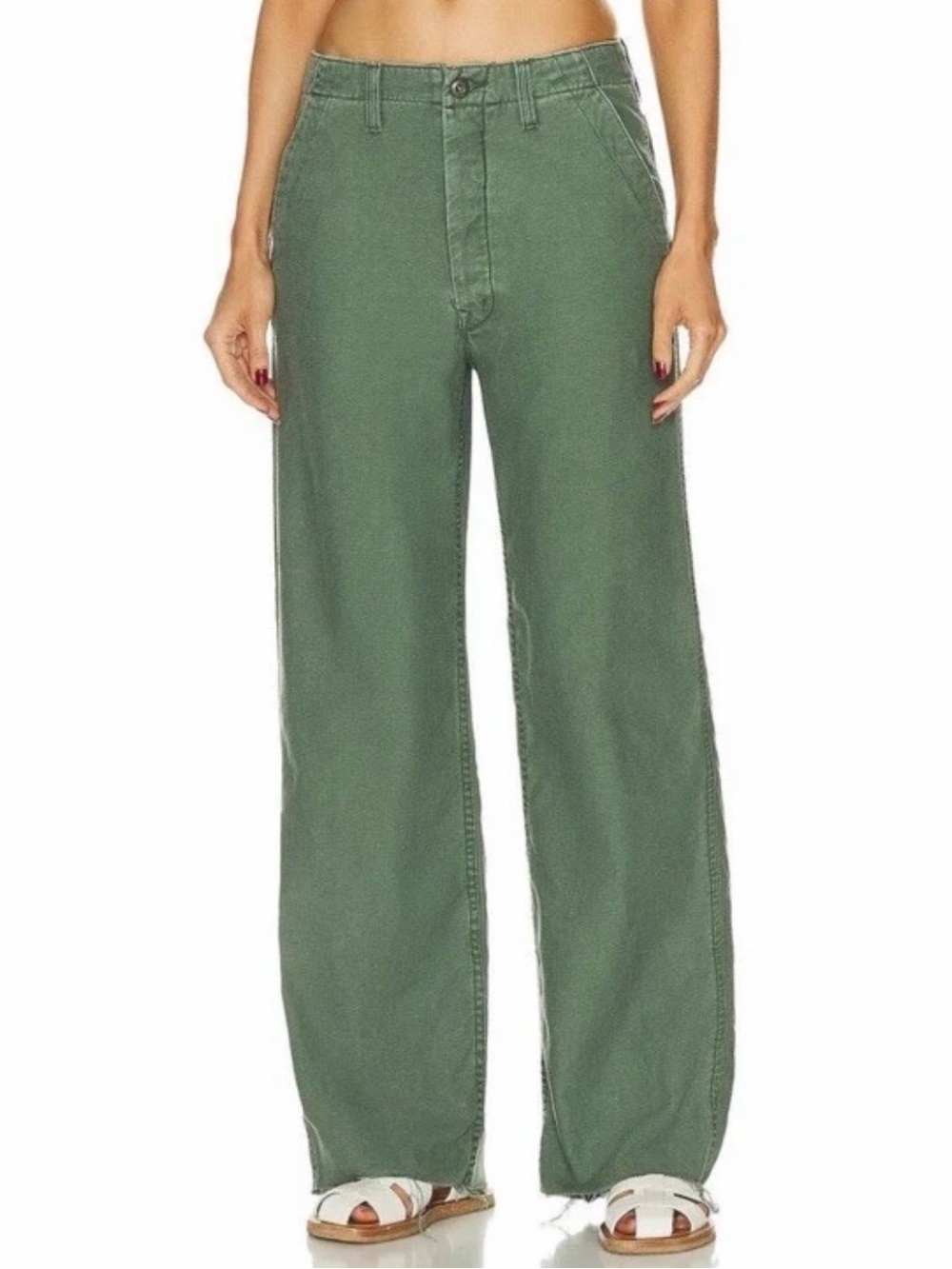 MOTHER Wide-Leg Jeans in Olive Green